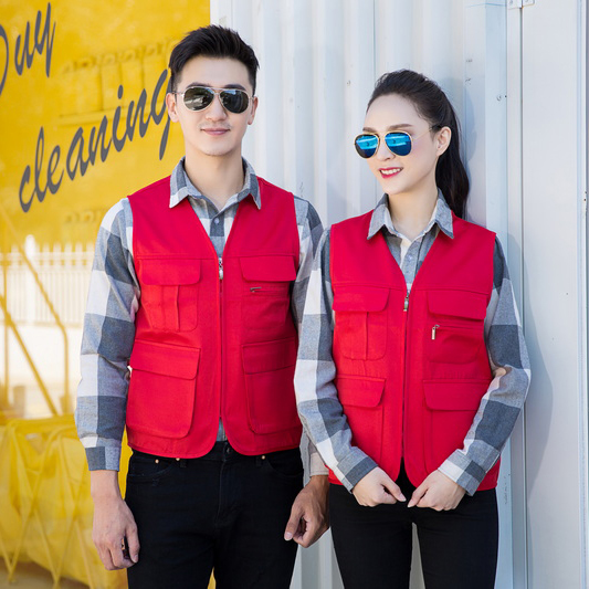 HT045‑657 Solid colour zipper‑pocket vest