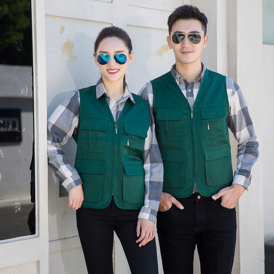 HT045‑657 Solid colour zipper‑pocket vest