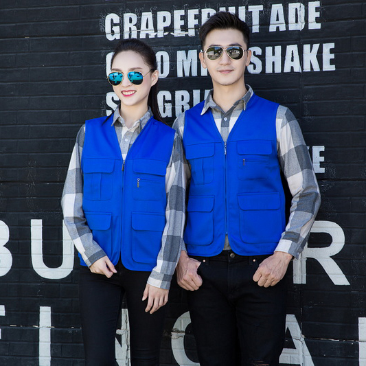 HT045‑657 Solid colour zipper‑pocket vest