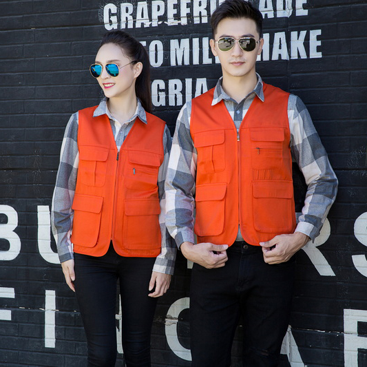 HT045‑657 Solid colour zipper‑pocket vest