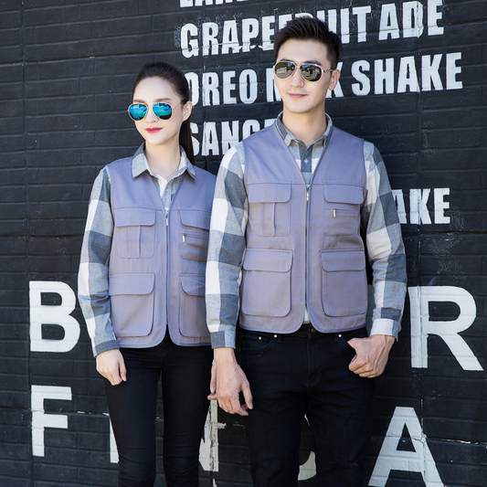 HT045‑657 Solid colour zipper‑pocket vest