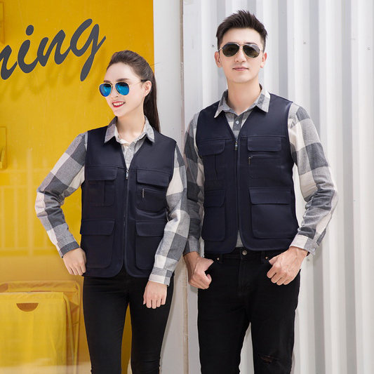 HT045‑657 Solid colour zipper‑pocket vest