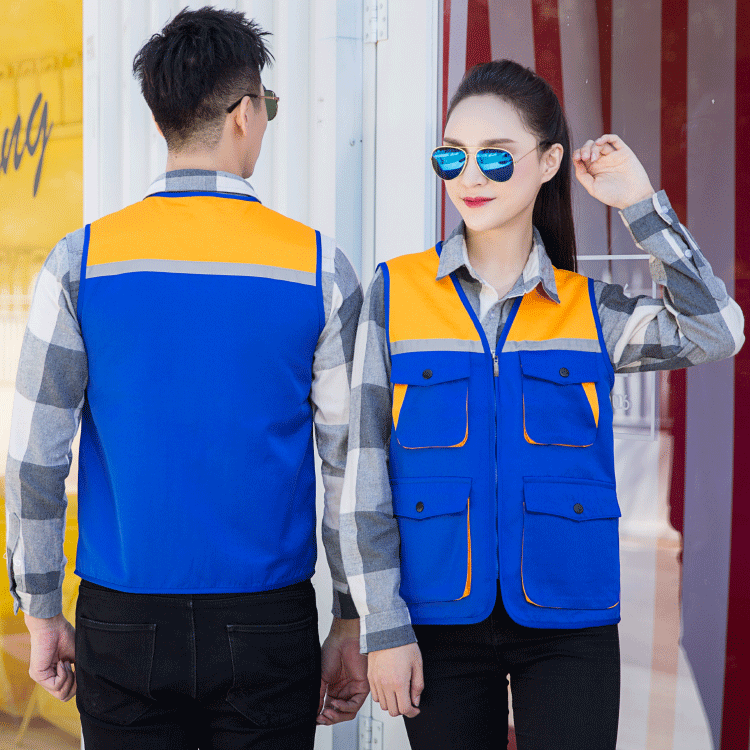 HT045‑658 Reflective‑stripe colour‑block vest with structured pockets