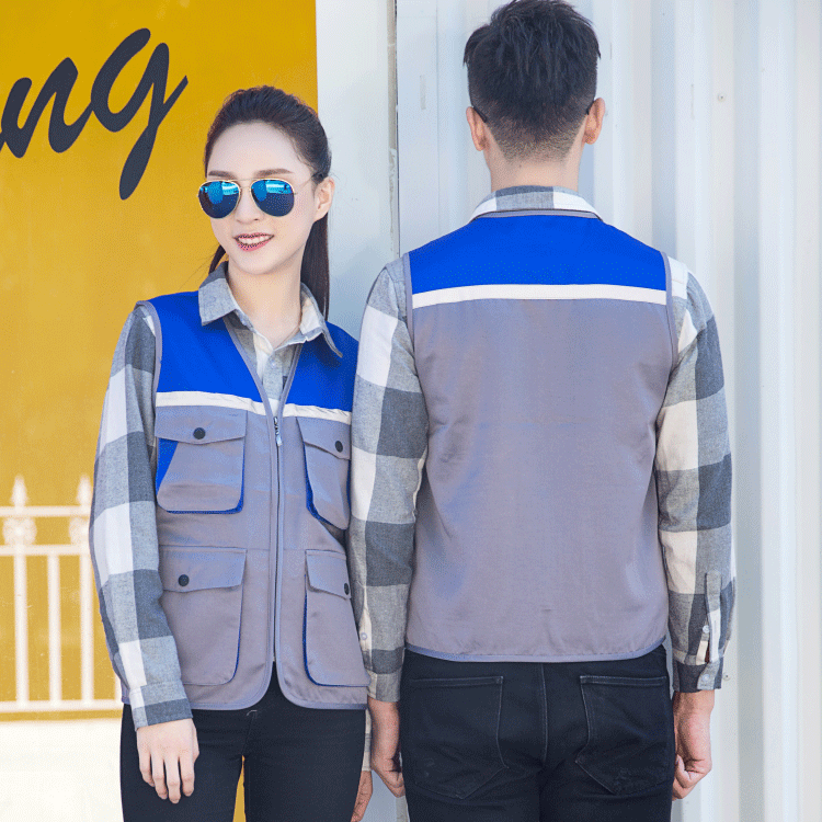 HT045‑658 Reflective‑stripe colour‑block vest with structured pockets