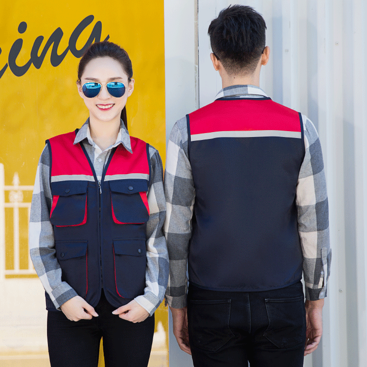 HT045‑658 Reflective‑stripe colour‑block vest with structured pockets