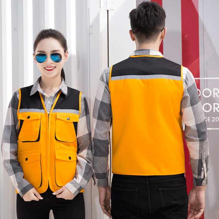 HT045‑658 Reflective‑stripe colour‑block vest with structured pockets