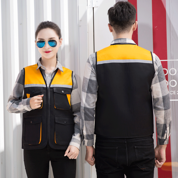 HT045‑658 Reflective‑stripe colour‑block vest with structured pockets