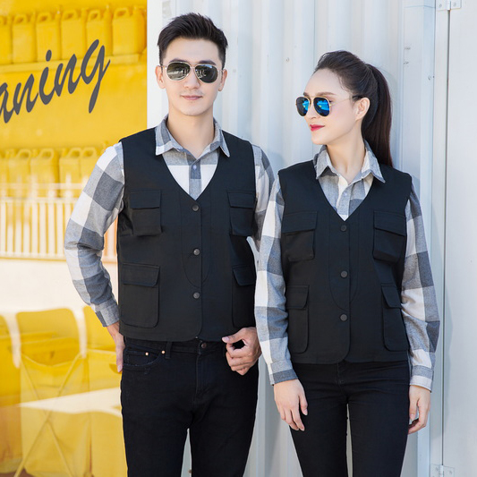 HT045‑659 Snap‑button solid mesh vest
